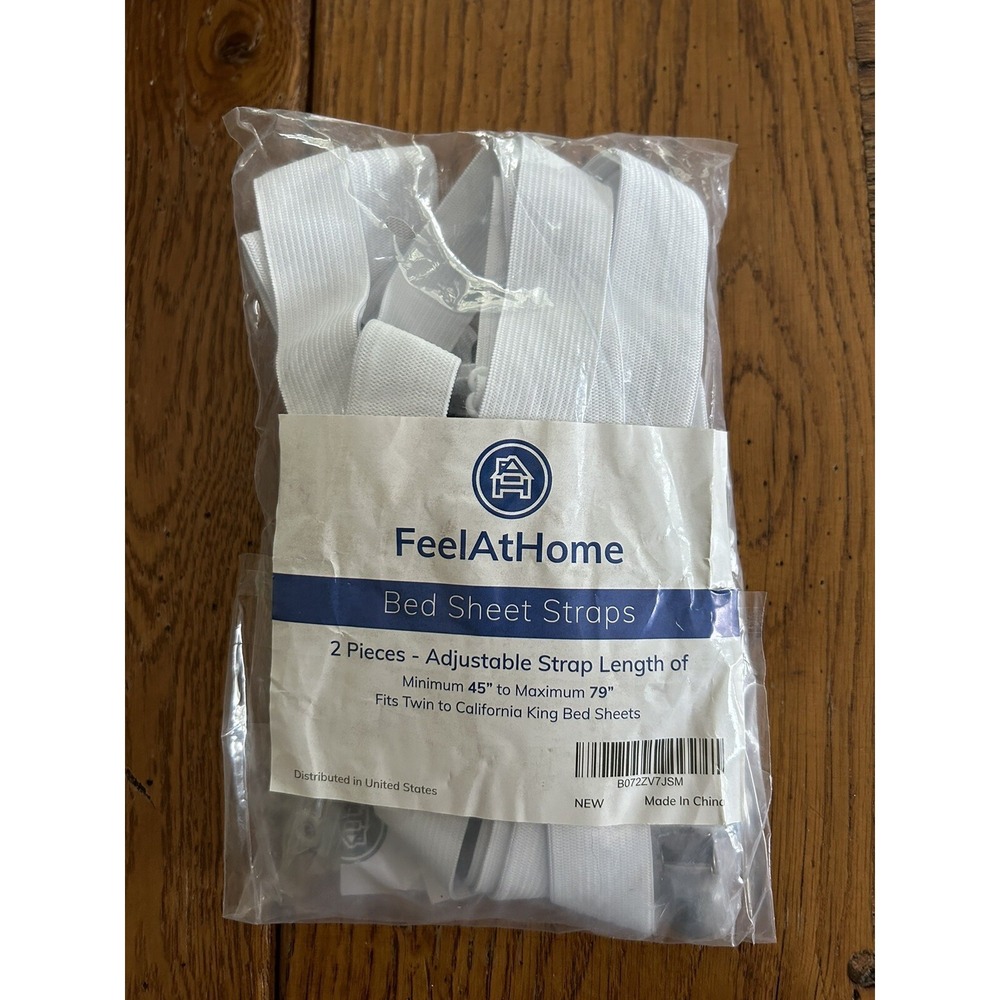 Feel At Home White bed sheet straps NIP.